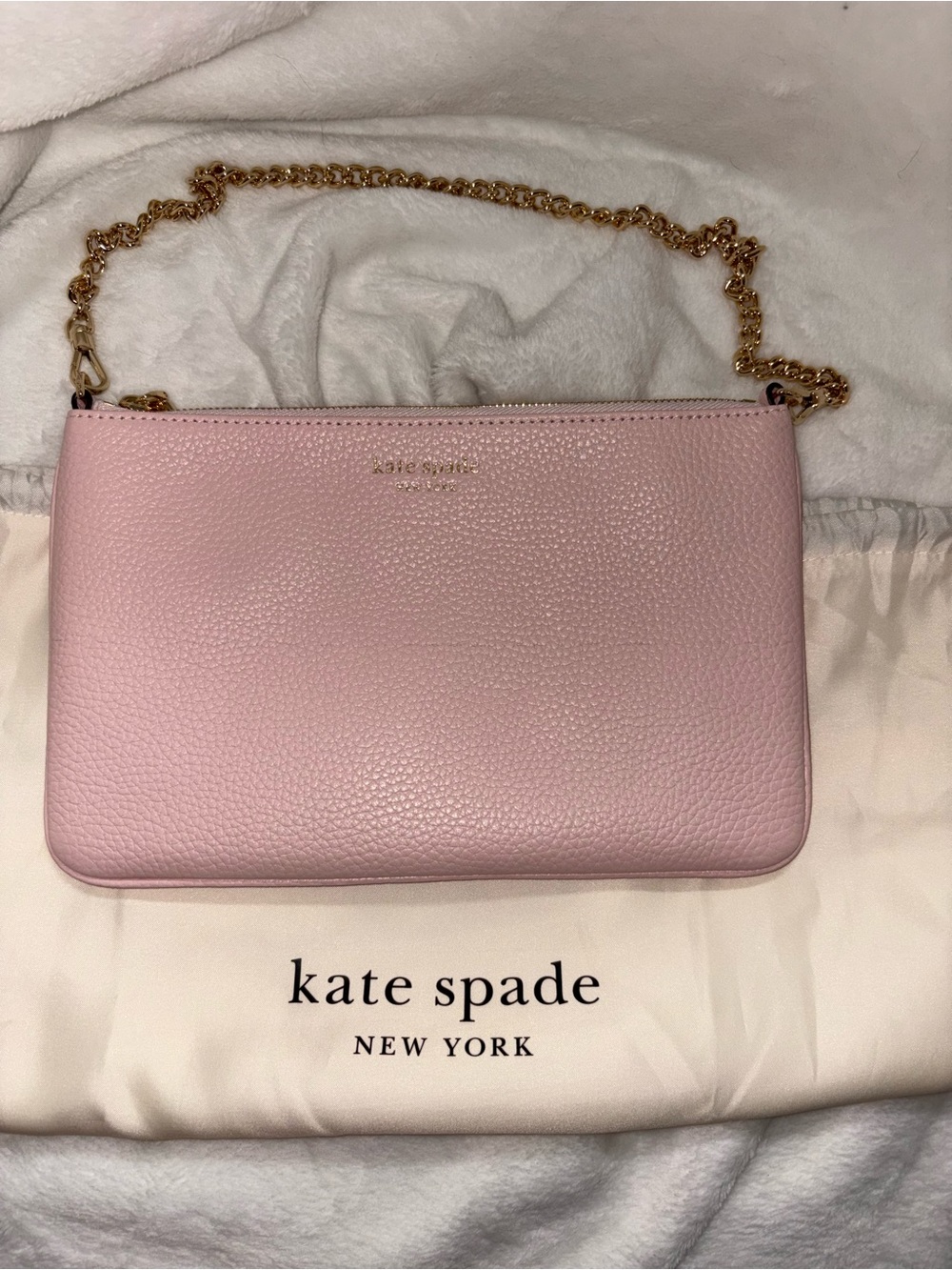 kate spade light pink pebbled leather chain wristlet